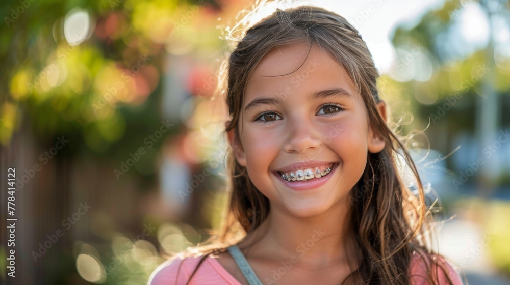 Young Girl With Braces Smiles Young Girl With Braces Smiles