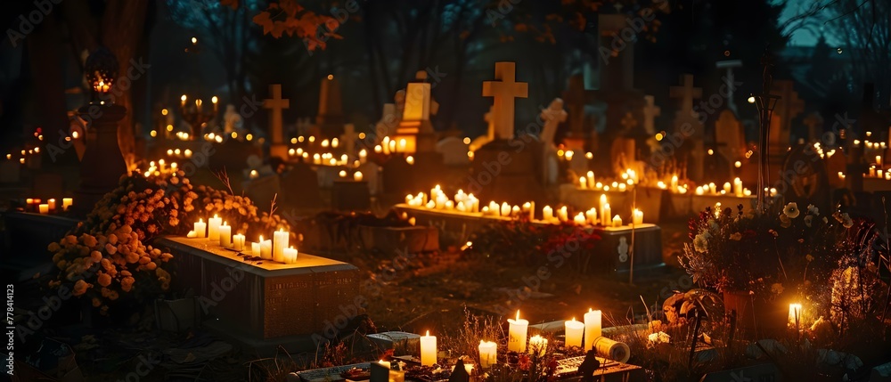 Serenity Flames: All Saints Day Vigil. Concept Religious Gathering, Candlelit Ceremony, Spiritual Reflections, Martyr's Memories, Commemoration Traditions