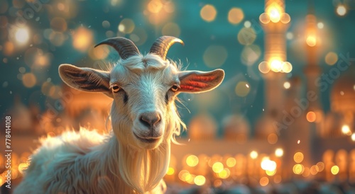 Goat Qurban Eid al adha mubarak festival islamic background Generated with Ai Tools