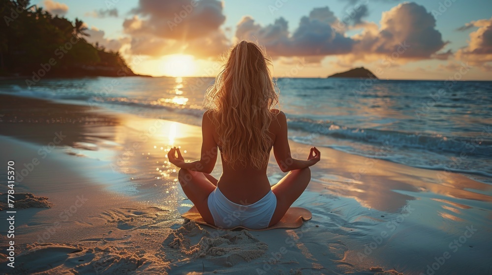 Woman Sitting in Water on Beach Woman Sitting in Water on Beach