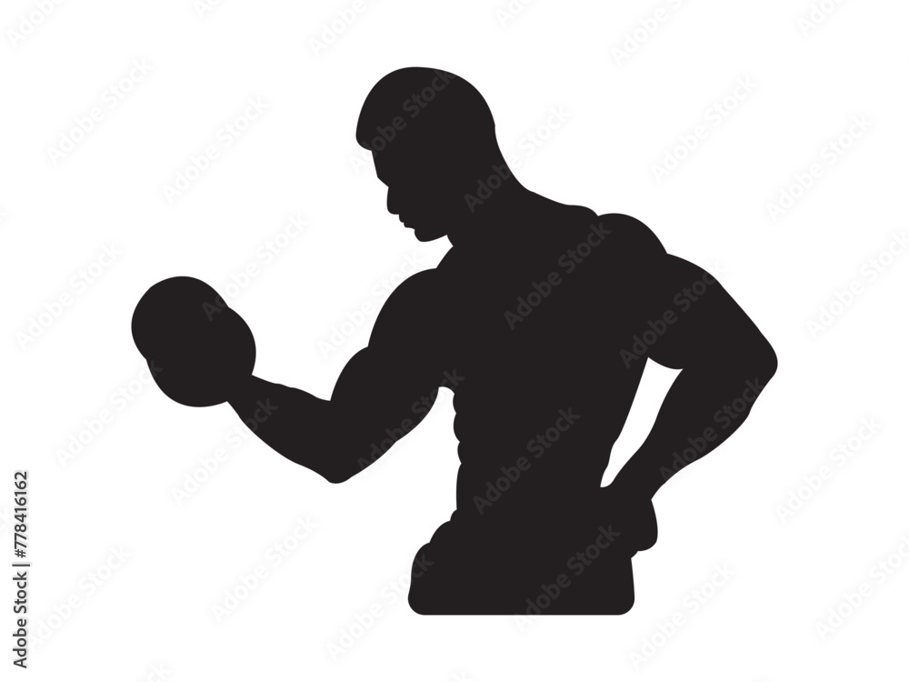 Fitness Vector Gym Man Silhouette, Health and Wellness. gym man illustration, gym person vector,