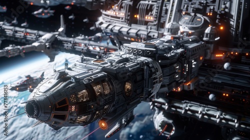 Futuristic 3D Space Station for sci-fi games
