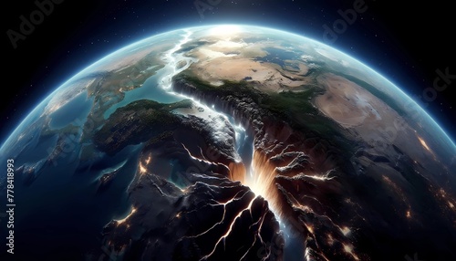Earth day with a large earthquake effects of climate change showing the significant seismic event with global warming 