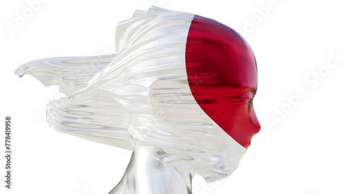 Sleek Sculpture Draped in Japan Minimalist Flag Design