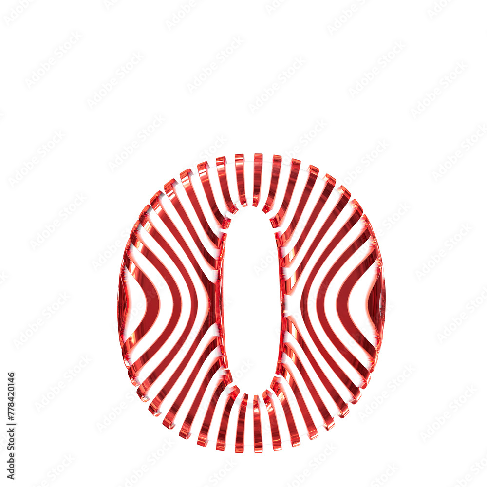 White symbol with red vertical ultra-thin straps. letter o White symbol with red vertical ultra-thin straps. letter o