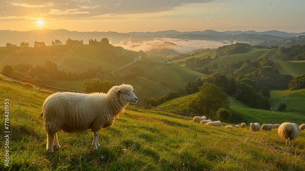 Obraz premium Sheep farming involves the production of wool, meat, and milk