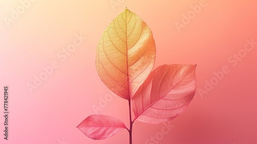 Gradient of Baby Pink to Light Lemon with Leaf Silhouette.