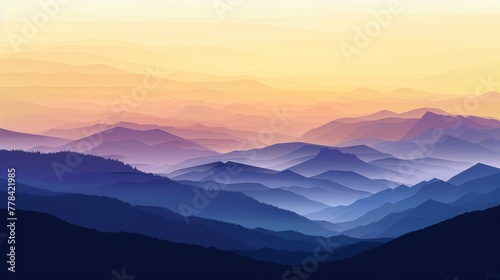 Simplistic Mountain Range Gradient in Butter Yellow to Pastel Violet.
