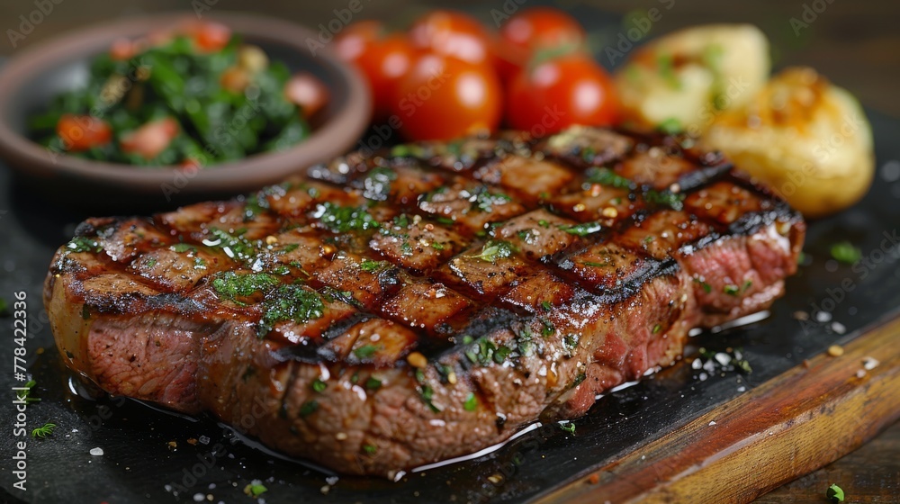 Juicy Steak With Potatoes and Greens