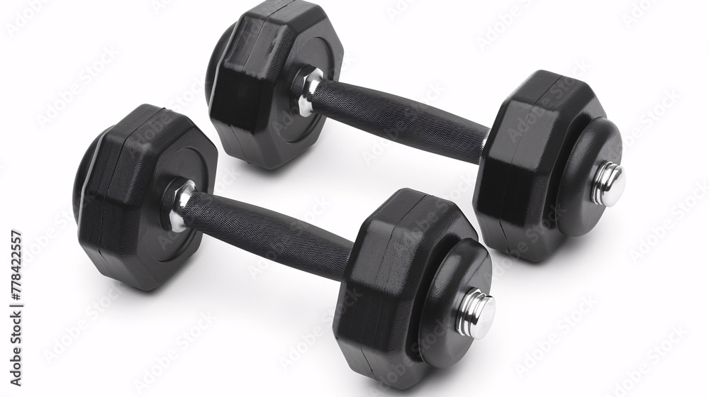 pair of black dumbbells pair of black dumbbells