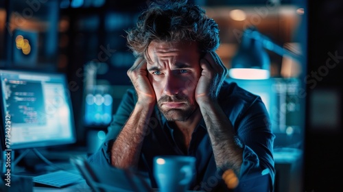 Man With Glasses Looking at Computer Screen