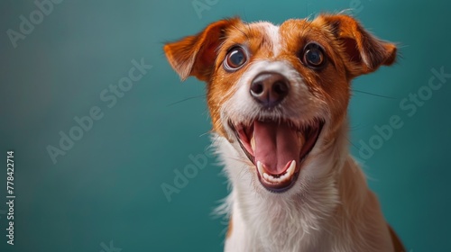Brown and White Dog With Open Mouth photo