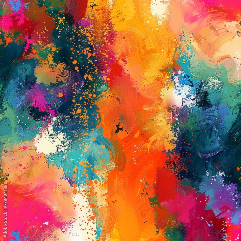 Abstract painting featuring a vivid blend of watercolors creating a dynamic and expressive fiery visual effect.