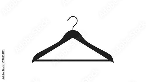 Simple black clothes hanger isolated on white background. Perfect for fashion retail. Classic wardrobe essential icon. AI