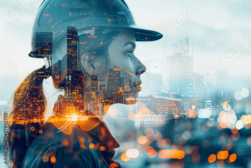 Building engineer, architect people or construction worker working with modern civil equipment, white background