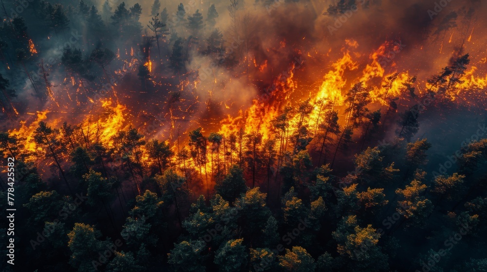 Aerial View of Forest Fire