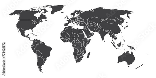 World Map Black in white background
