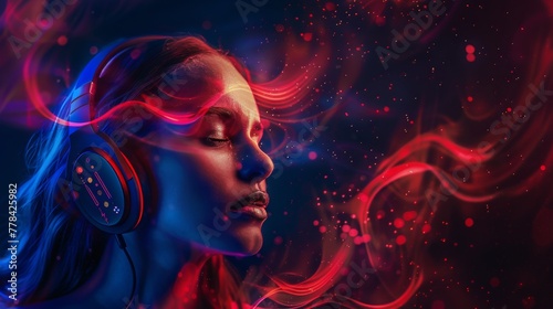 Woman Listening to Music With Headphones