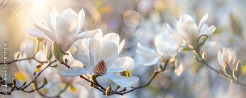 Spring s Whisper  An Intimate Look at the White Blossoms of a Star Magnolia in Full Bloom