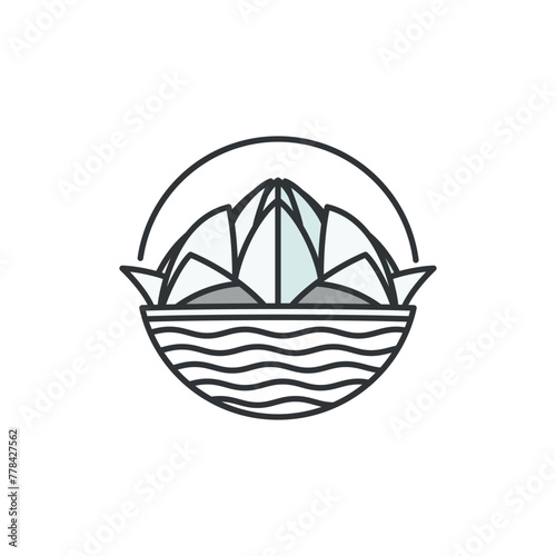 Lotus flower shape temple in New Delhi, India. House of worship. 