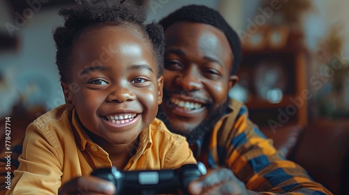 Man and Little Girl Playing Video Game