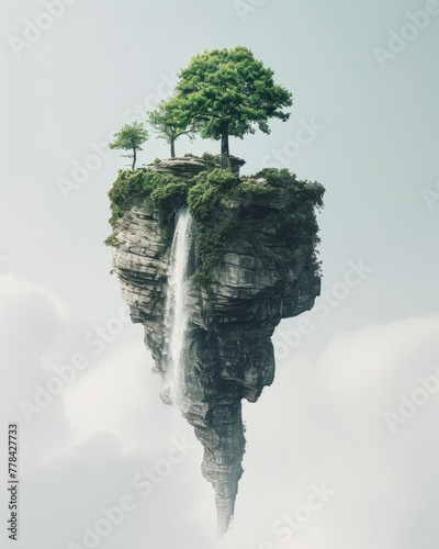 Unexpected fantasy natural phenomenon, like a waterfall flowing upward or a levitating object.