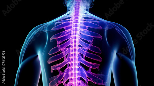 Human skeleton on X-ray, human bones.