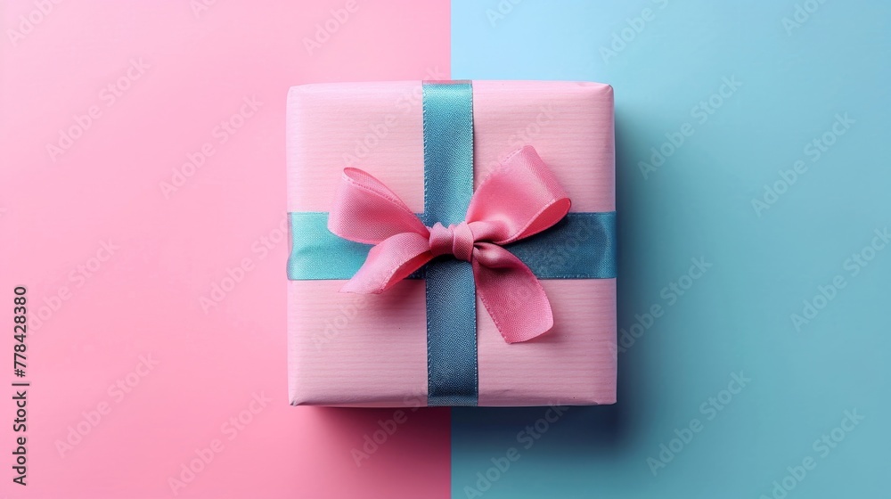 Minimalist Gift Box on Pastel Gradient Background. Minimalist Gift Box on Pastel Gradient Background.