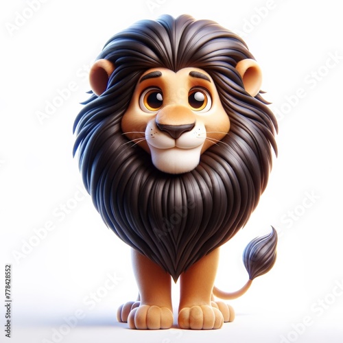 A captivating cartoon lion character with a regal mane, presented on a clean white background. 