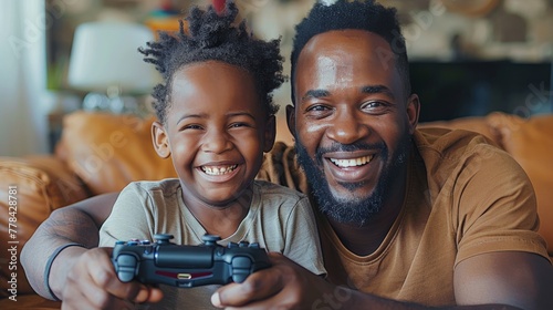 Man and Child Playing Video Game