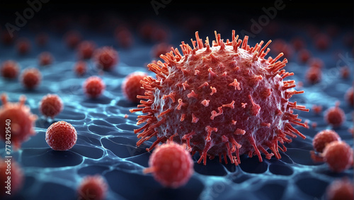 Microscopic image of immune system attack virus photo