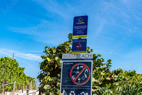 South Beach and the Art Deco Buildings in Miami Beach at Spring Break