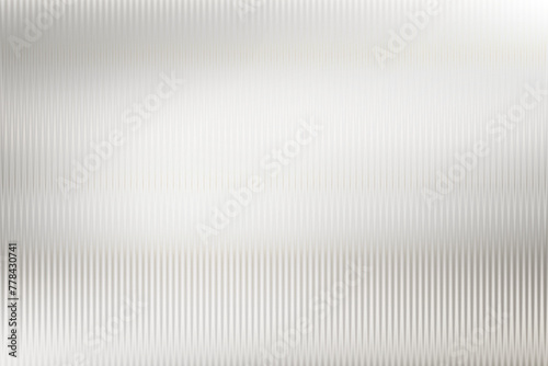Acrylic satin corrugated glass texture light gray background. Blurred soft ribbed transparent striped door window overlay. Metal silver reeded polycarbonate sheet. Abstract vertical gradient pattern.
