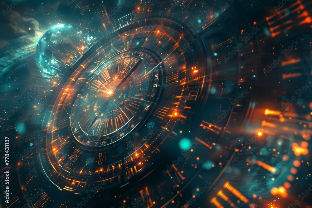 Obraz premium Abstract Conceptual Art of Circular Time Warp