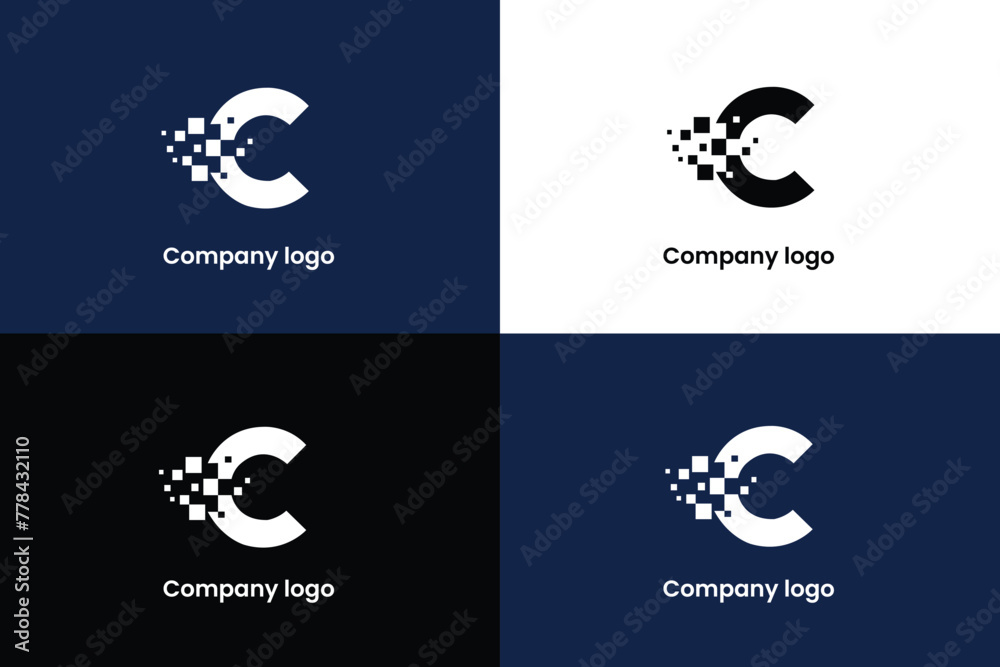 letter c logo, letter c and particles logo,letter c medical company logo,logomark,brandmark