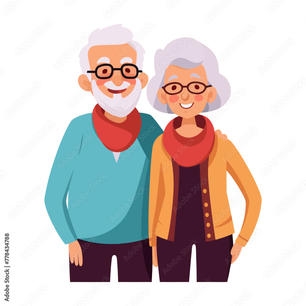 An elderly man and woman standing side by side. An elderly man and woman standing side by side.