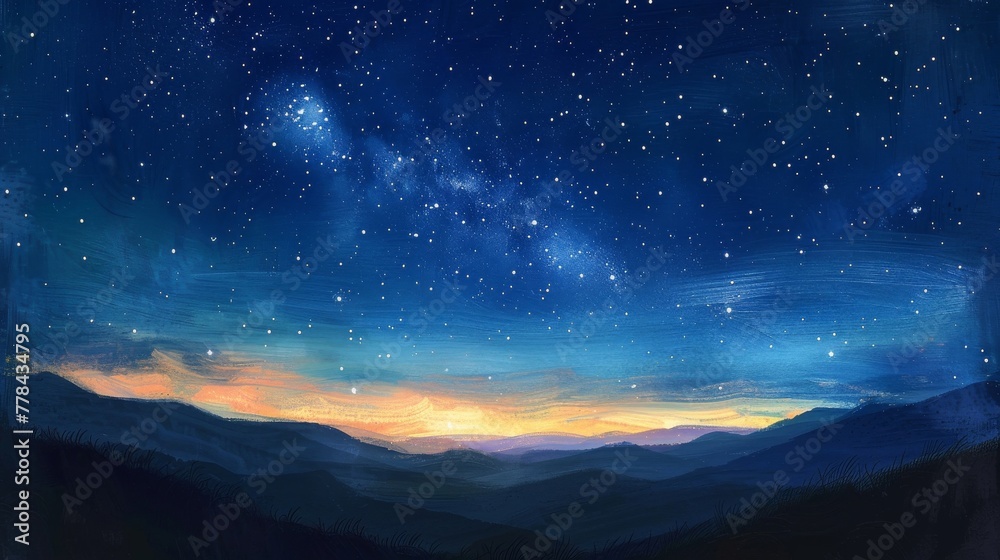 Soft Pastel Starry Night Sky.
