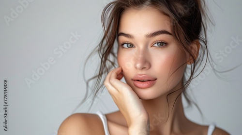 Captivating Beauty: Professional Model Showcasing Cosmetics for Cosmetic Company Advertisement
