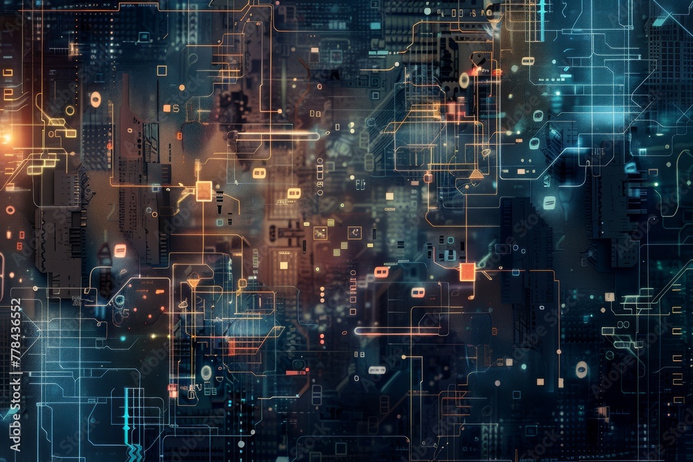 Abstract background showcasing IT technology, illustrating complexity and innovation.
