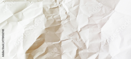 white crumpled paper texture background.