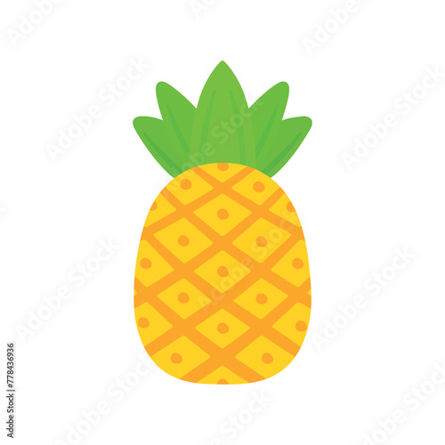 Hand Drawn Pineapple Tropical Summer Fruit Doodle Icon Vector Illustration © Yuni