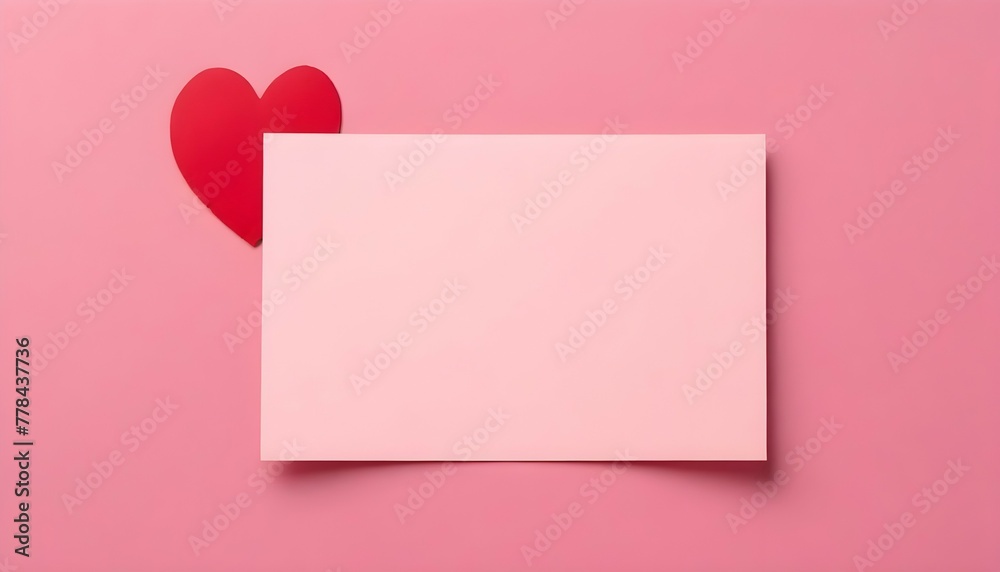 AI generated Valentines Day empty greeting card mockup style on pink background