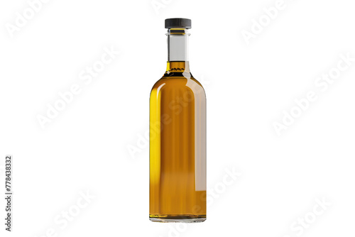 Elixir of the Ancients: A Bottle of Golden Olive Oil on a Pure White Canvas. White or PNG Transparent Background.