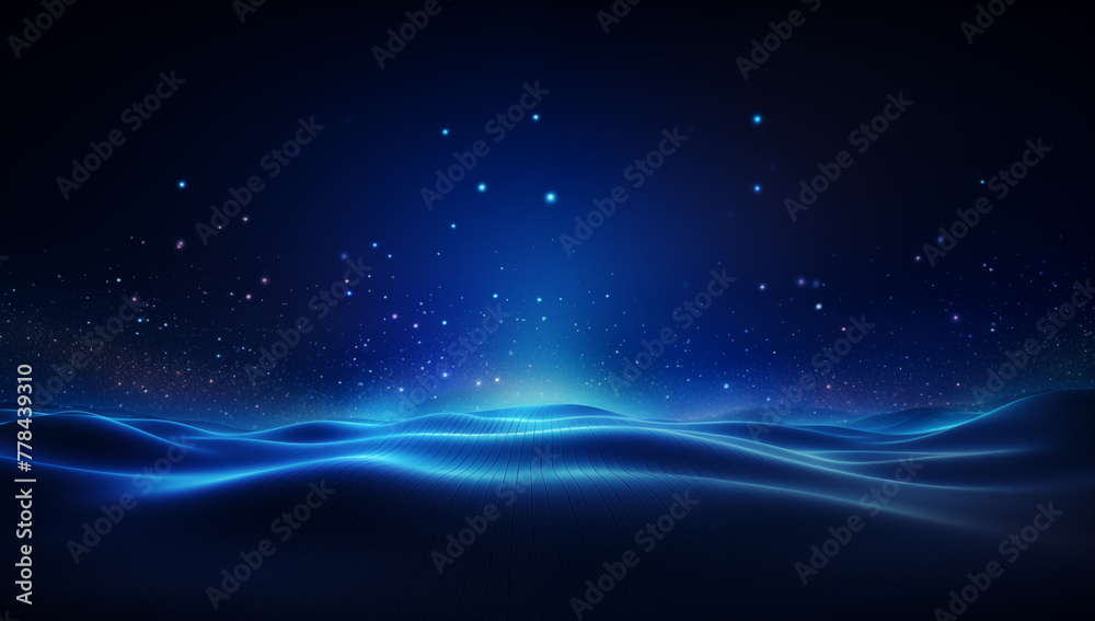 Digital technology blue rhythm wavy line abstract graphic for background, Blue Horizon of Digital Innovation Digital technology blue rhythm wavy line abstract graphic for background, Blue Horizon of Digital Innovation
