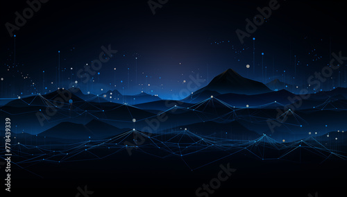 Digital technology blue rhythm wavy line abstract graphic for background, Blue Horizon of Digital Innovation