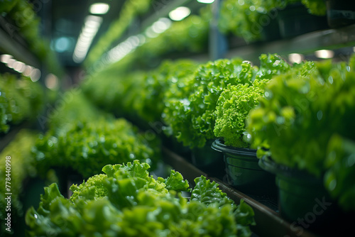 Modern bright warehouse full of lettuce