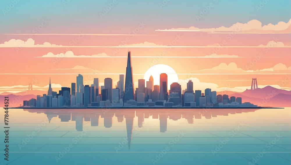 sunset and city