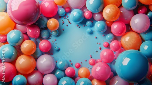 Colorful Balloons on Blue Surface