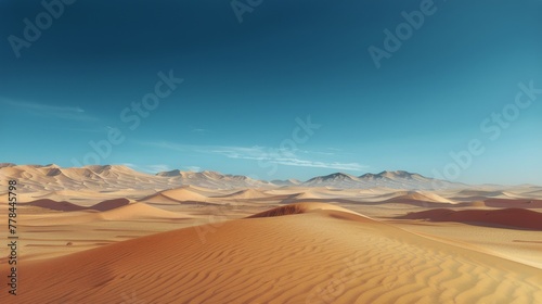 Desert Landscape With Sand Dunes and Mountains