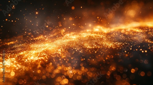    gold dust on a black background, with three distinct images of gold dust on a black background